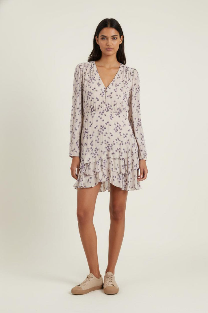 Robe Fleurie Beige et Violette - Taille M/38 de la marque ZAPA | PARAD88403 - Vendu par Paradigme - Image 1