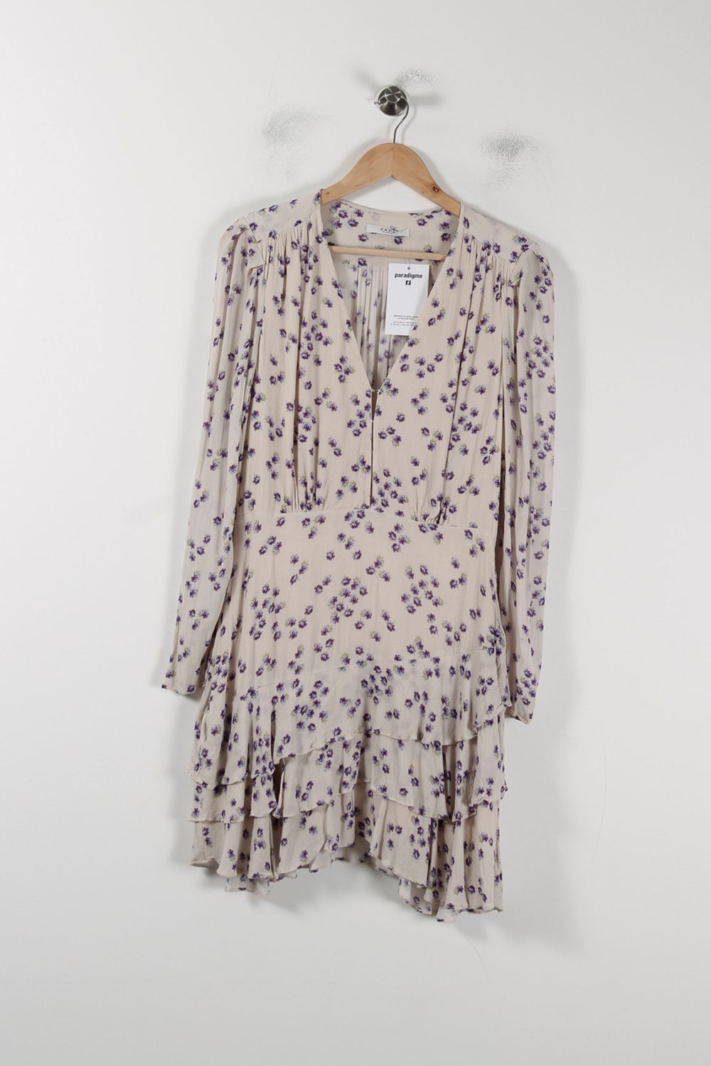 Robe Fleurie Beige et Violette - Taille M/38 de la marque ZAPA | PARAD88403 - Vendu par Paradigme - Image 2