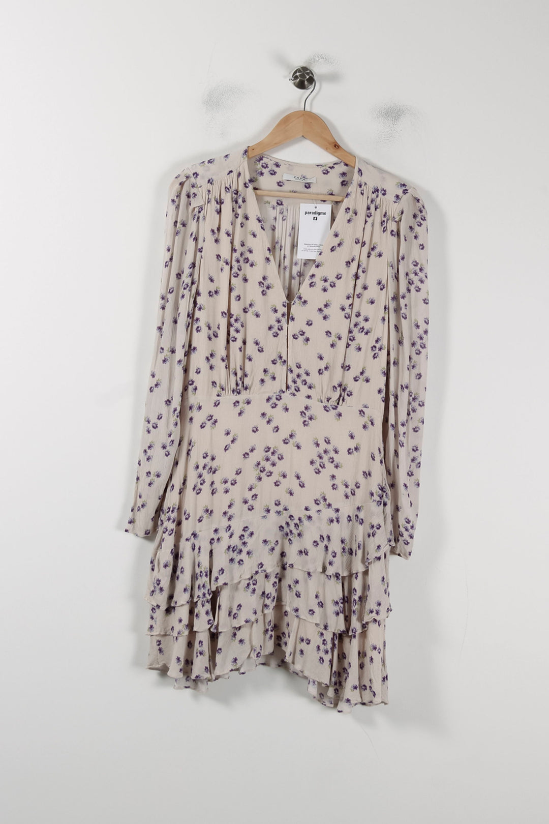 Robe Fleurie Beige et Violette - Taille M/38 de la marque ZAPA | PARAD88403 - Vendu par Paradigme - Image 2