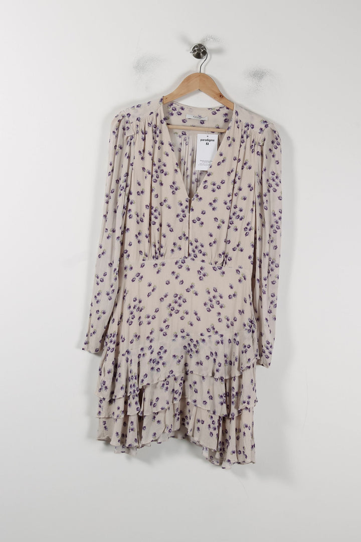 Robe Fleurie Beige et Violette - Taille M/38 de la marque ZAPA | PARAD88403 - Vendu par Paradigme - Image 2