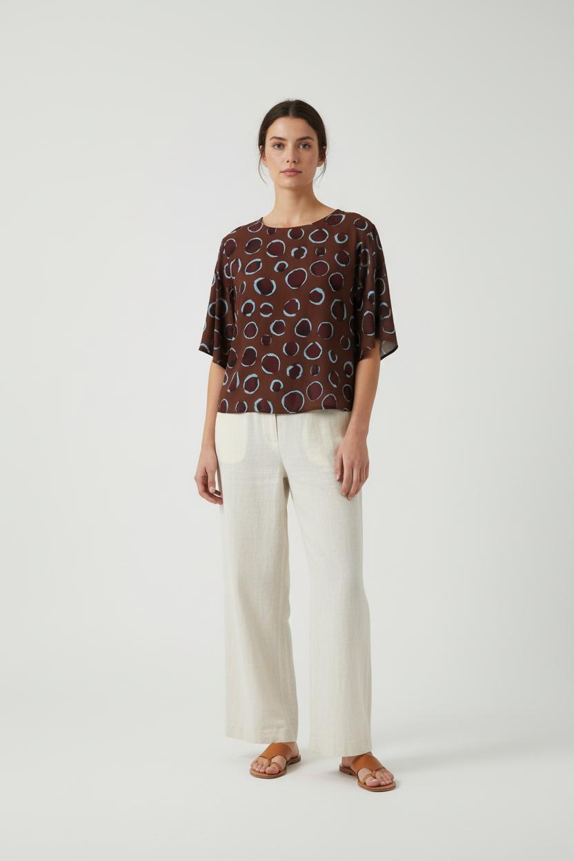Blouse Marron et Bleu - Taille M/38 de la marque La Fée Maraboutée | PARAD88413 - Vendu par Paradigme - Image 1