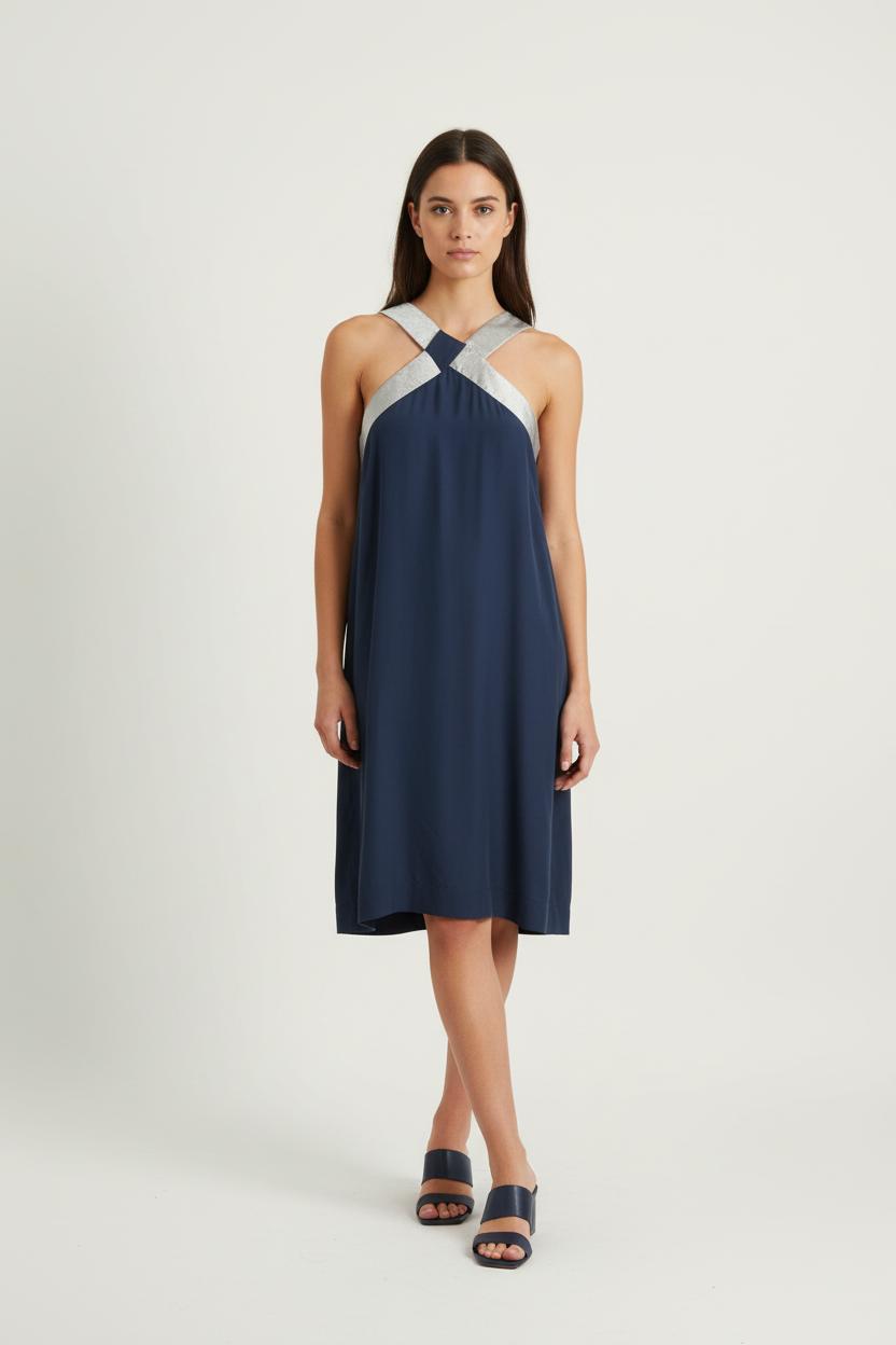 Robe Courte Bleue et Grise - Taille S/36 de la marque Sandro | PARAD88424 - Vendu par Paradigme - Image 1
