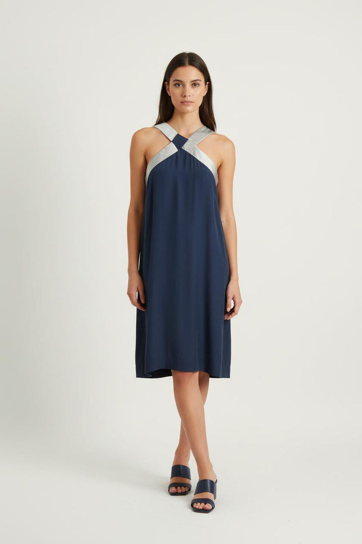 Robe Courte Bleue et Grise - Taille S/36 de la marque Sandro | PARAD88424 - Vendu par Paradigme - Image 1