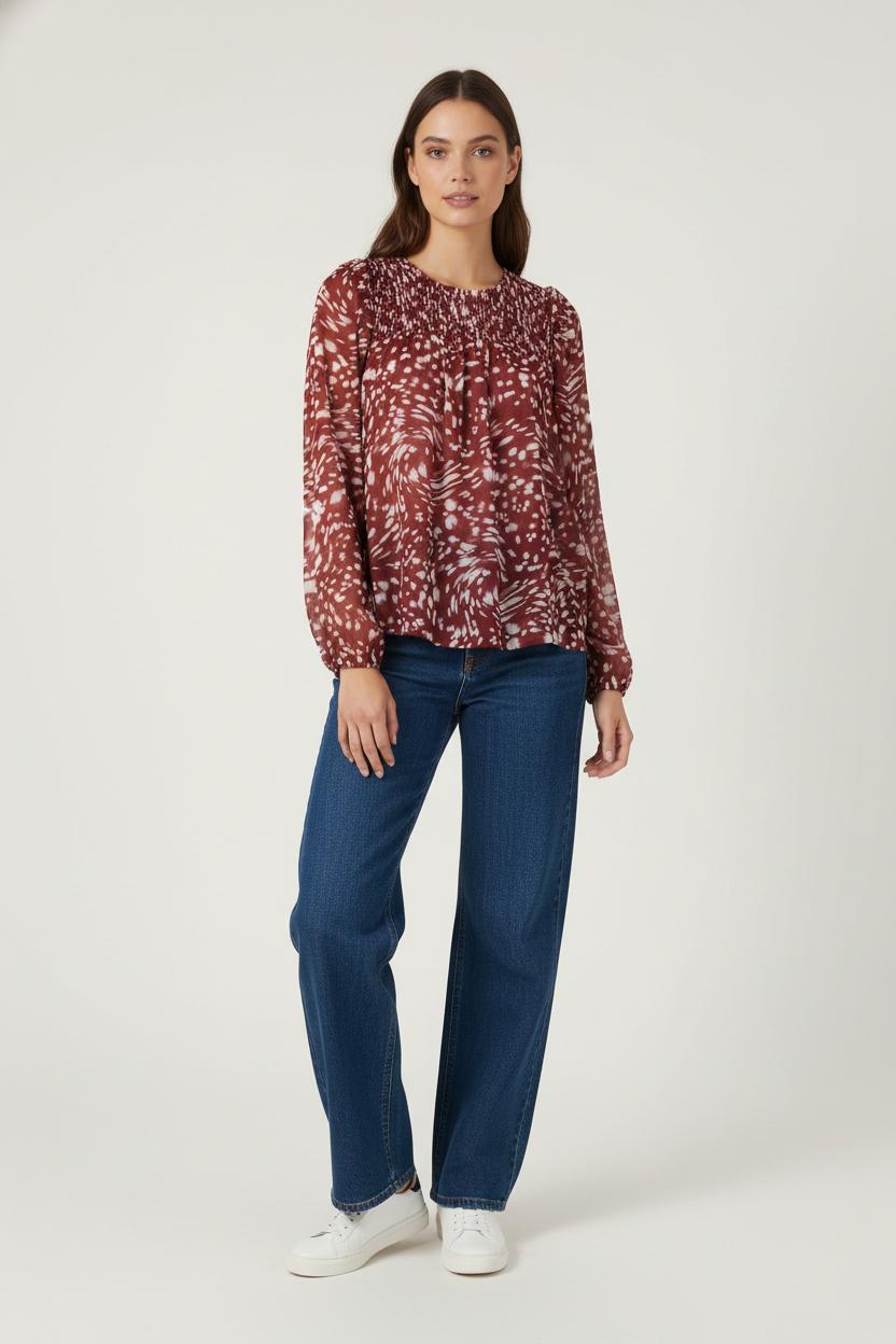 Blouse Bordeaux et Blanche - Taille S/36 de la marque Maje | PARAD88445 - Vendu par Paradigme - Image 1