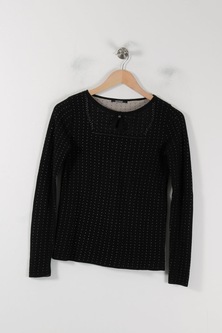 Pull Noir à Pois Blancs - Taille S/36 de la marque Kookai | PARAD88456 - Vendu par Paradigme - Image 2