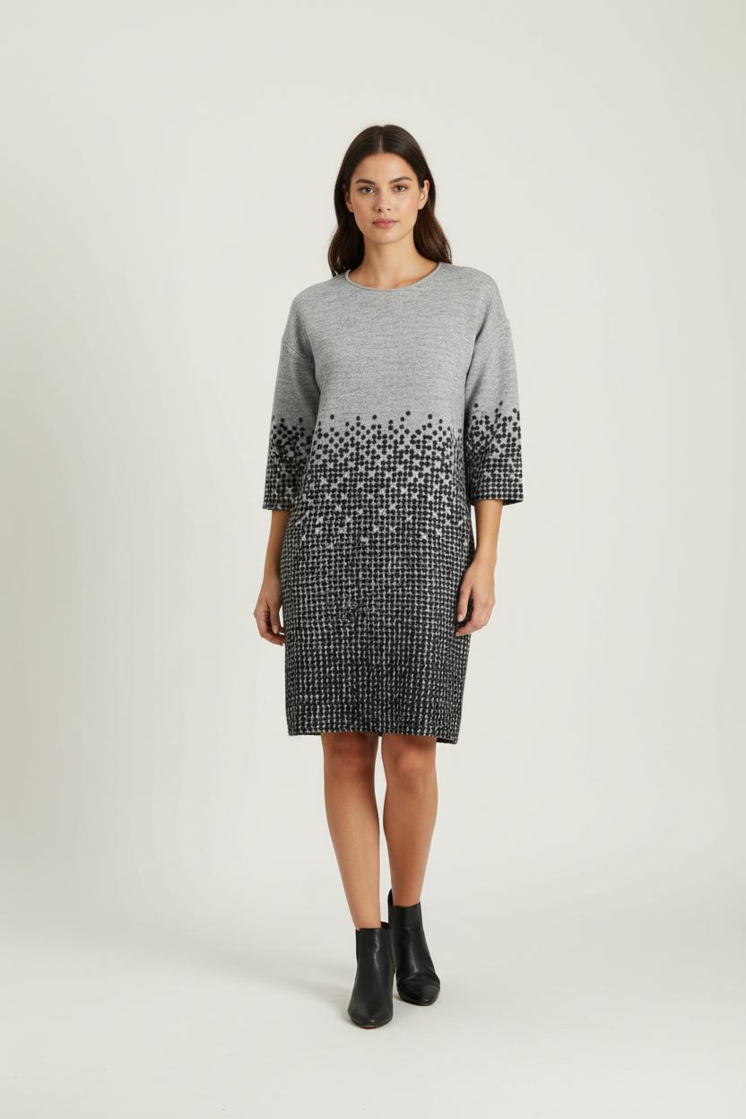 Robe Droite Grise et Noire - Taille S/36 de la marque La Fée Maraboutée | PARAD88459 - Vendu par Paradigme - Image 1