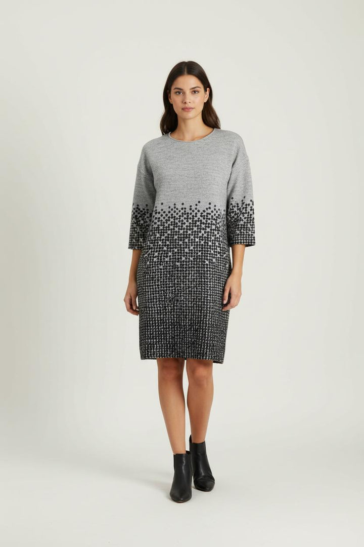 Robe Droite Grise et Noire - Taille S/36 de la marque La Fée Maraboutée | PARAD88459 - Vendu par Paradigme - Image 1