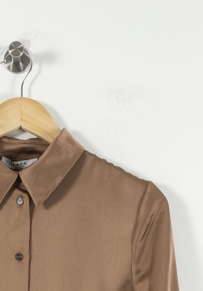 Robe Chemise Longue Marron - Taille XS/34 de la marque ZAPA | PARAD88485 - Vendu par Paradigme - Image 3