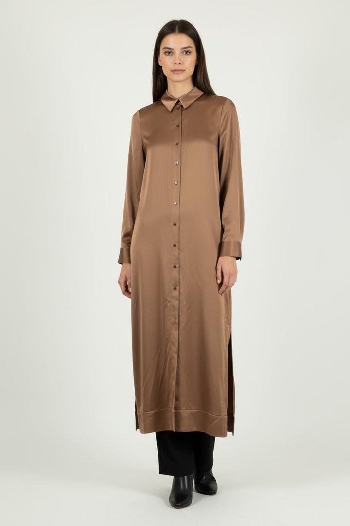 Robe Chemise Longue Marron - Taille XS/34 de la marque ZAPA | PARAD88485 - Vendu par Paradigme - Image 1