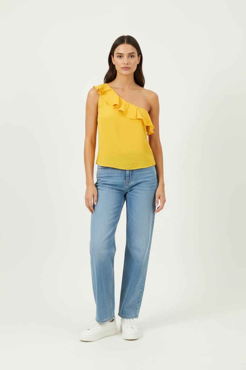 Top Asymétrique Jaune - Taille XS/34 de la marque Claudie Pierlot | PARAD88514 - Vendu par Paradigme - Image 1