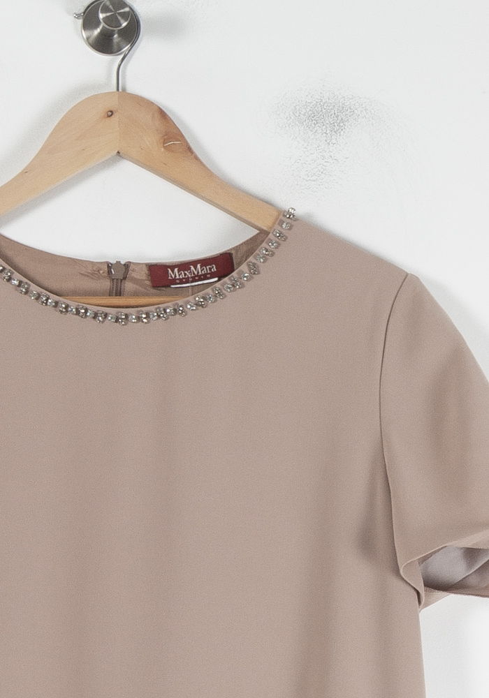 Robe Volantée Beige - Taille M/38 de la marque Max Mara | PARAD88580 - Vendu par Paradigme - Image 3