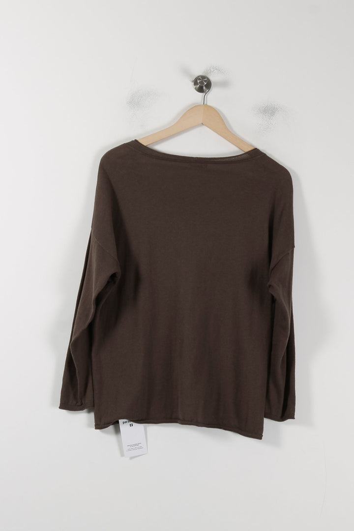 Pull Marron à Rayures Noires - Taille L/40 de la marque IKKS | PARAD88652 - Vendu par Paradigme - Image 4