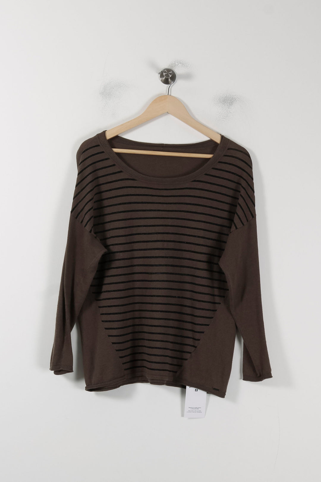 Pull Marron à Rayures Noires - Taille L/40 de la marque IKKS | PARAD88652 - Vendu par Paradigme - Image 2