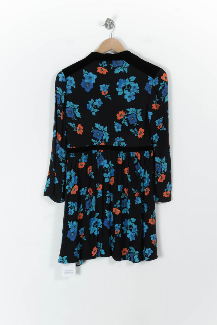 Blouse Noire à Fleurs Bleues et Rouges - Taille S/36 de la marque Maje | PARAD88696 - Vendu par Paradigme - Image 4