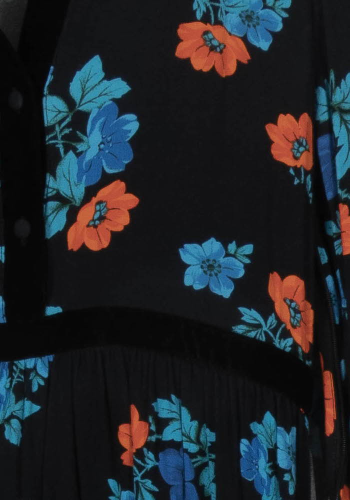 Blouse Noire à Fleurs Bleues et Rouges - Taille S/36 de la marque Maje | PARAD88696 - Vendu par Paradigme - Image 3