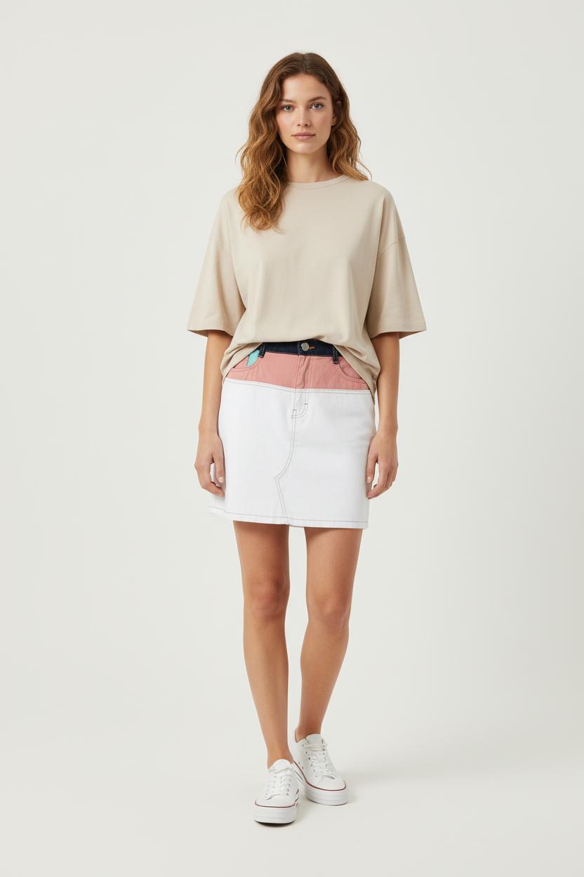 Jupe Courte Blanche et Rose - Taille M/38 de la marque Maje | PARAD88701 - Vendu par Paradigme - Image 1