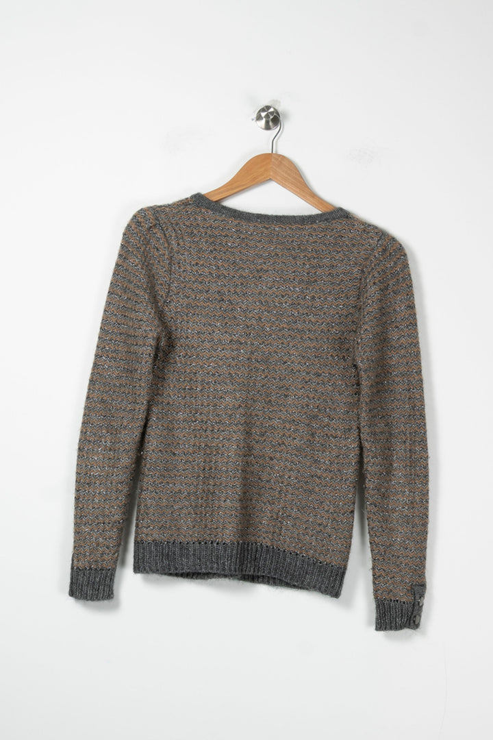 Cardigan Gris et Marron - Taille M/38 de la marque Sandro | PARAD88764 - Vendu par Paradigme - Image 4