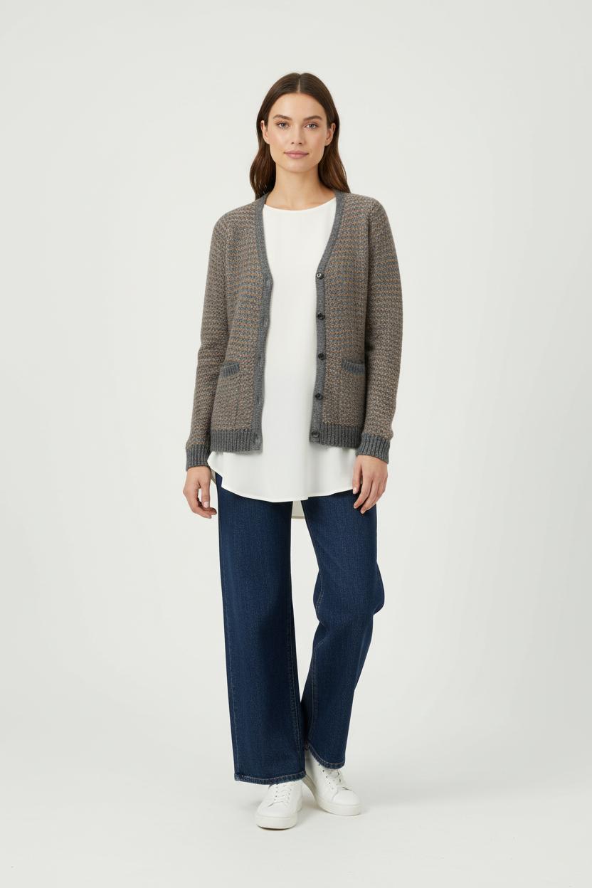 Cardigan Gris et Marron - Taille M/38 de la marque Sandro | PARAD88764 - Vendu par Paradigme - Image 1