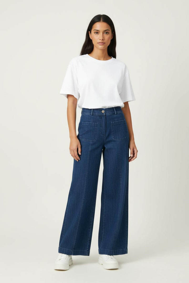 Pantalon Large Bleu - Taille M/38 de la marque La Fée Maraboutée | PARAD88843 - Vendu par Paradigme - Image 1