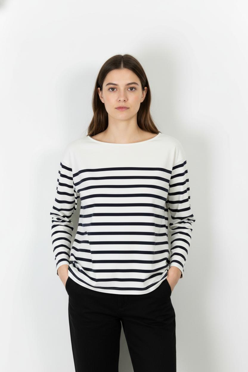 Marinière Blanche et Marine - Taille S/36 de la marque Sézane | PARAD88875 - Vendu par Paradigme - Image 1