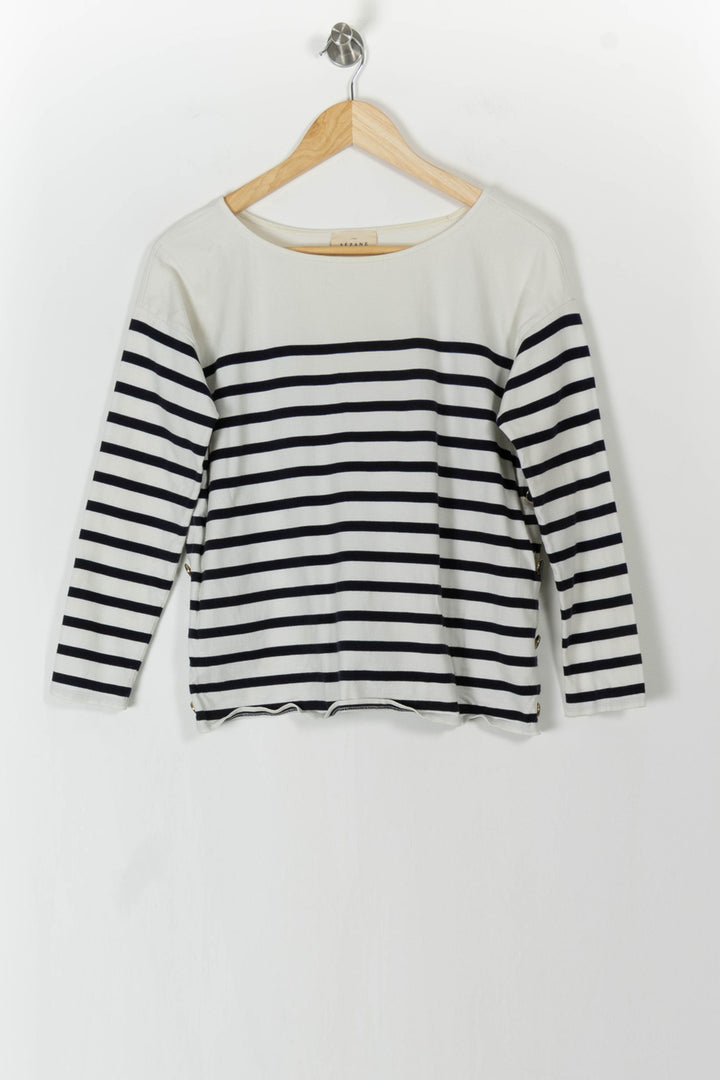 Marinière Blanche et Marine - Taille S/36 de la marque Sézane | PARAD88875 - Vendu par Paradigme - Image 2