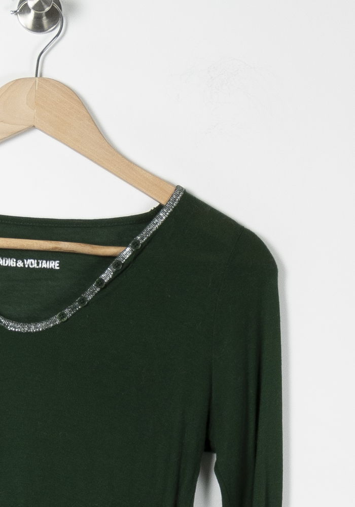 T-shirt Manche Longue Vert - Taille XS/34 de la marque Zadig&Voltaire | PARAD88901 - Vendu par Paradigme - Image 3