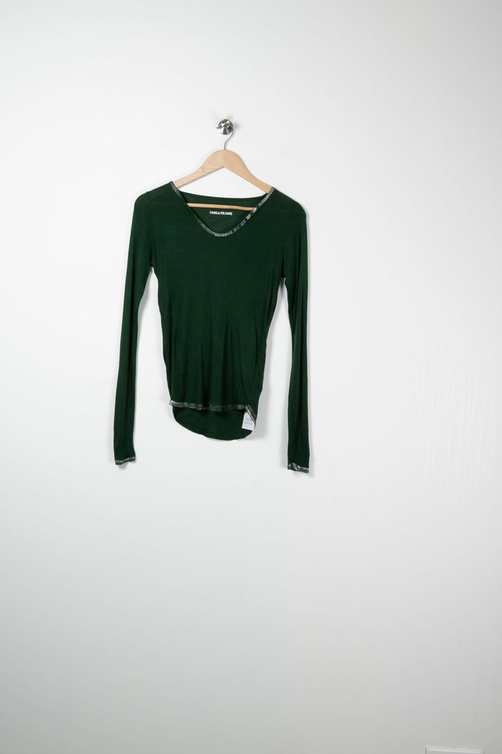 T-shirt Manche Longue Vert - Taille XS/34 de la marque Zadig&Voltaire | PARAD88901 - Vendu par Paradigme - Image 2