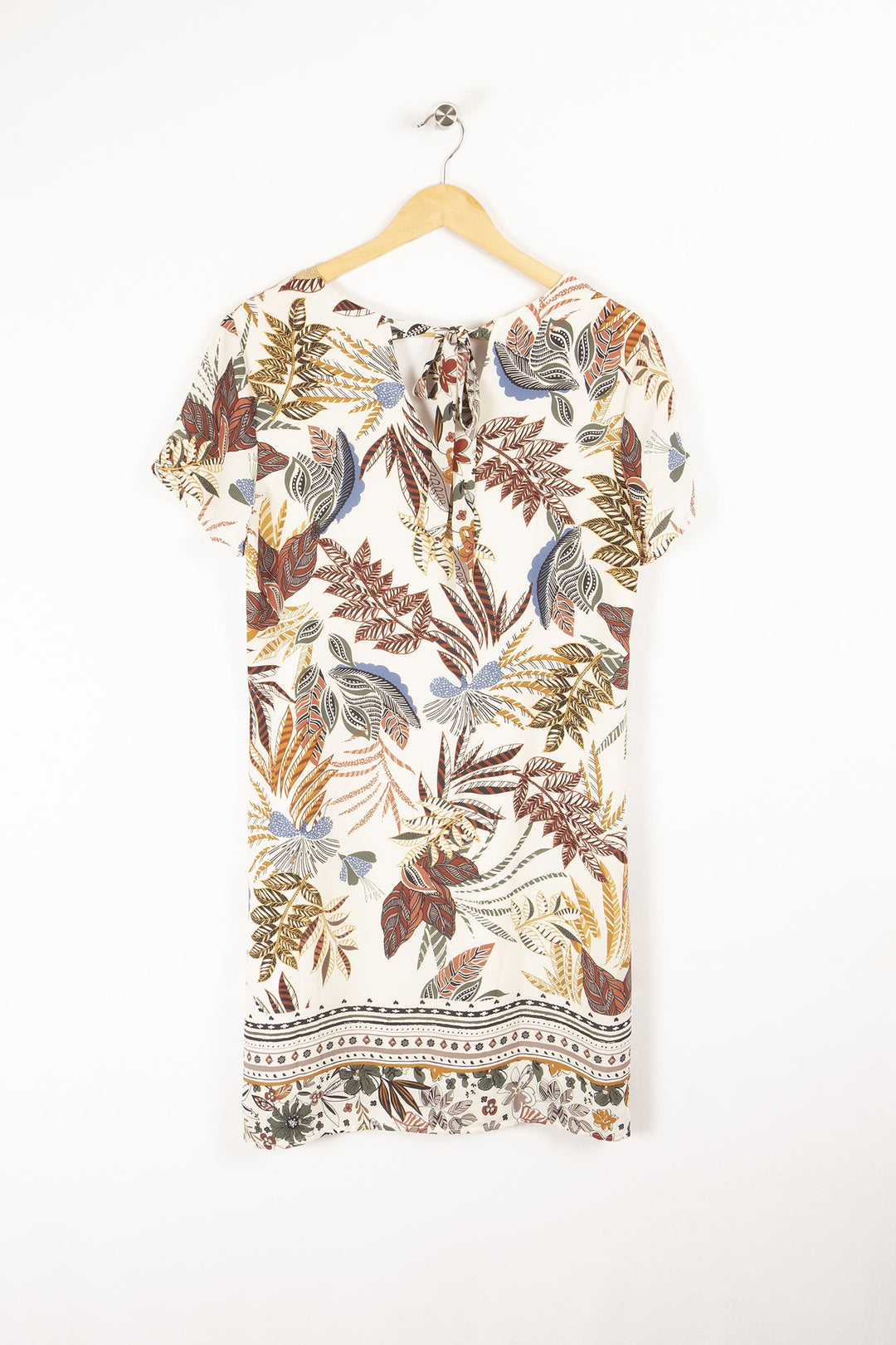 Short sleeve leaf print dress - M/38