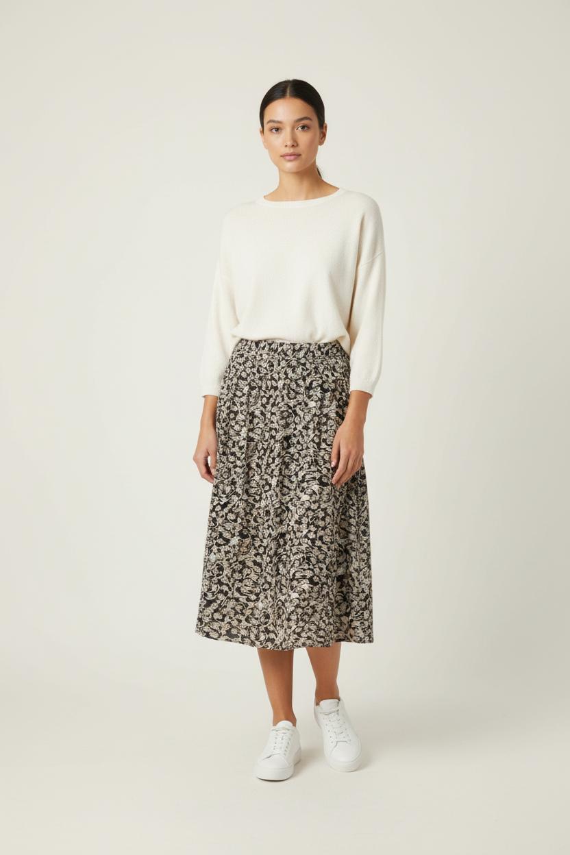 Jupe Longue Noire et Beige - Taille L/40 de la marque Ekyog | PARAD88914 - Vendu par Paradigme - Image 1