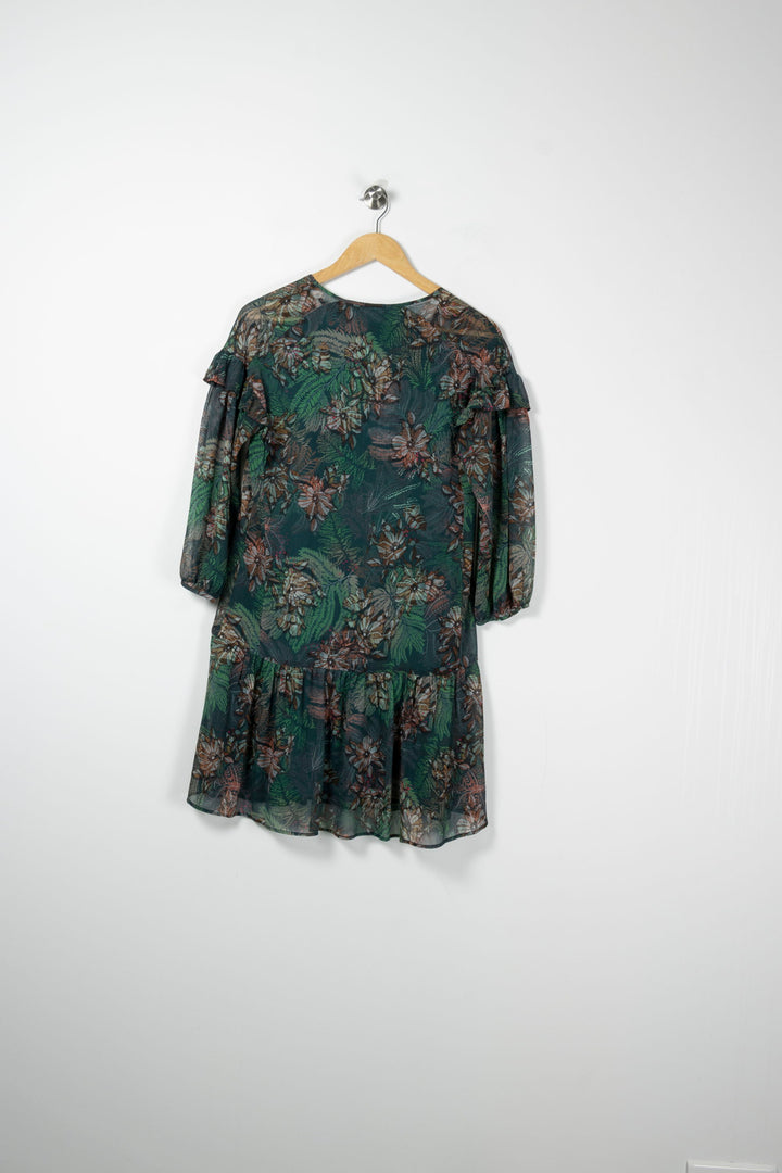 Robe Fleurie Verte et Marron - Taille S/36 de la marque One Step | PARAD88922 - Vendu par Paradigme - Image 4