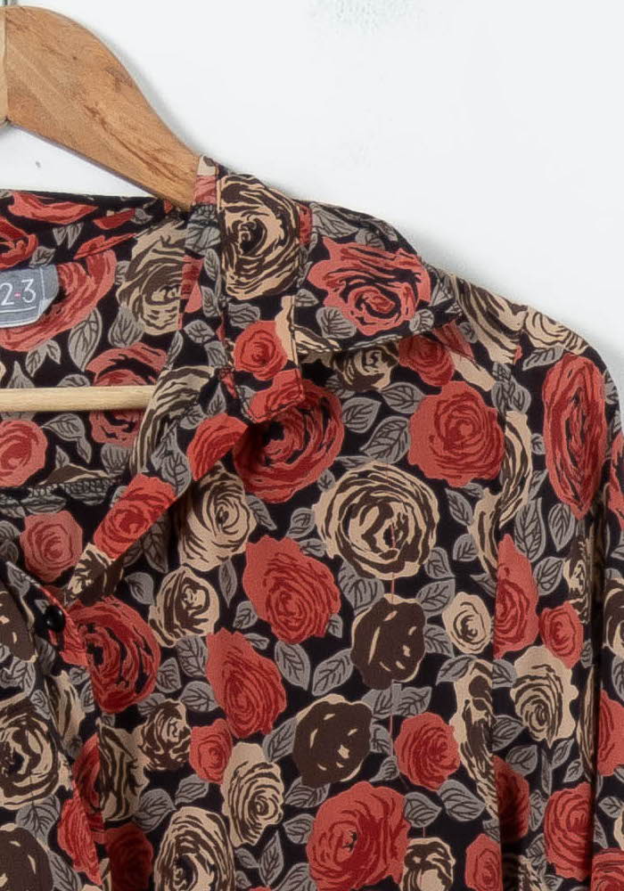 Chemise Fleurie Rouge et Beige - Taille M/38 de la marque Maison 123 | PARAD88988 - Vendu par Paradigme - Image 3