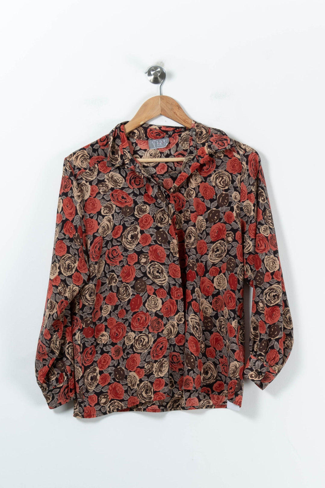 Chemise Fleurie Rouge et Beige - Taille M/38 de la marque Maison 123 | PARAD88988 - Vendu par Paradigme - Image 2