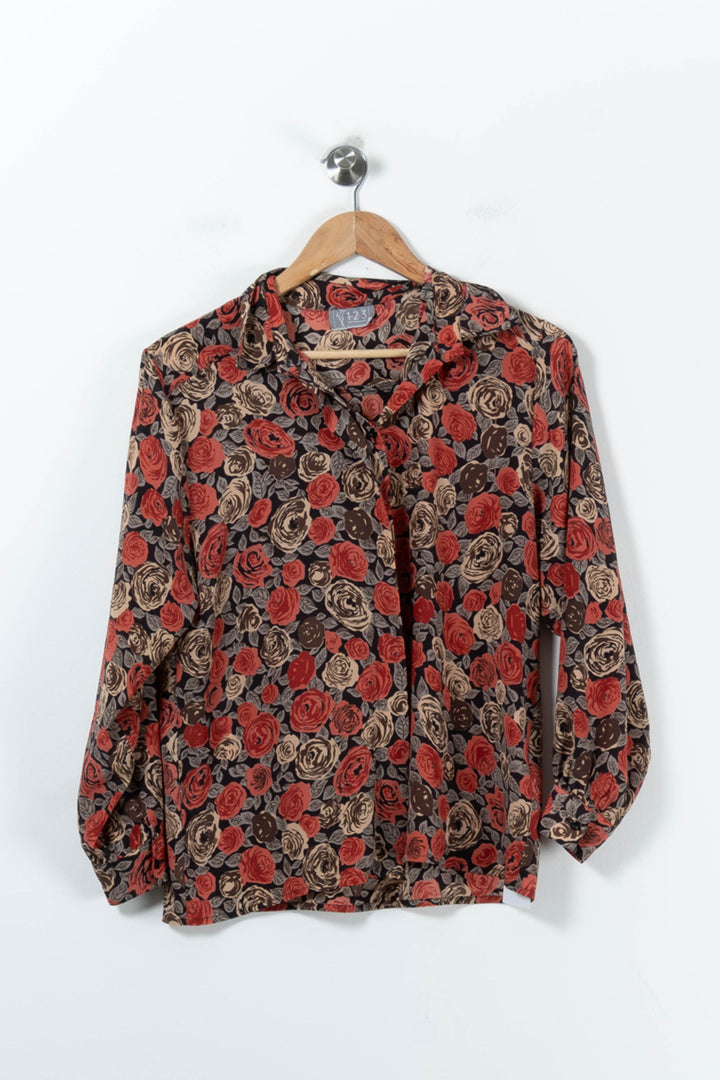 Chemise Fleurie Rouge et Beige - Taille M/38 de la marque Maison 123 | PARAD88988 - Vendu par Paradigme - Image 2