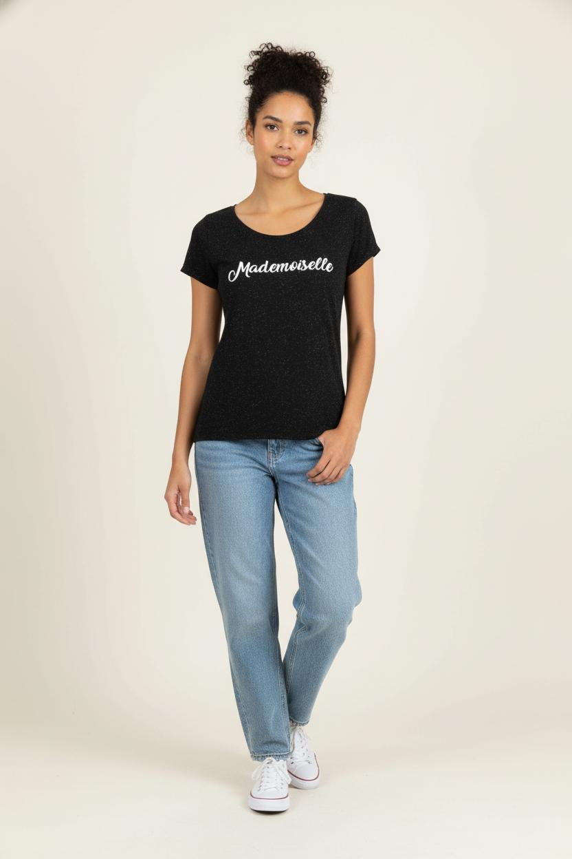 Tee-shirt Noir Moucheté - Taille S/36 de la marque I.Code | PARAD89002 - Vendu par Paradigme - Image 1