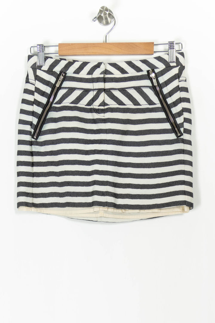 Jupe Courte Rayée Noire et Blanche - Taille M/38 de la marque Maje | PARAD89020 - Vendu par Paradigme - Image 2