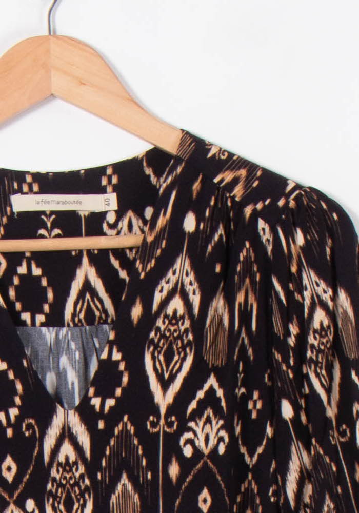 Robe Noire et Beige - Taille L/40 de la marque La Fée Maraboutée | PARAD89026 - Vendu par Paradigme - Image 3