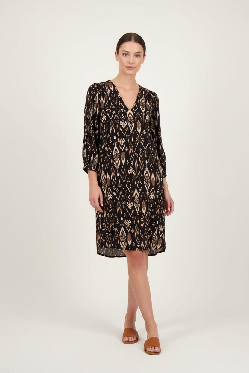Robe Noire et Beige - Taille L/40 de la marque La Fée Maraboutée | PARAD89026 - Vendu par Paradigme - Image 1