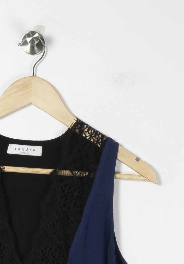 Robe Courte Bleu et Noire - Taille S/36 de la marque Sandro | PARAD89040 - Vendu par Paradigme - Image 3