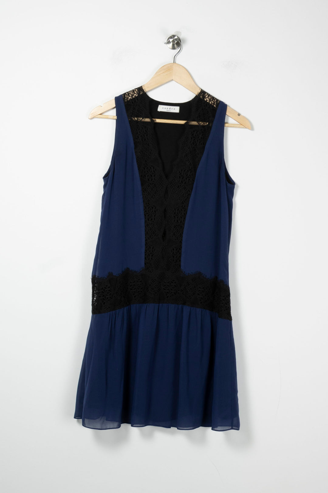 Robe Courte Bleu et Noire - Taille S/36 de la marque Sandro | PARAD89040 - Vendu par Paradigme - Image 2