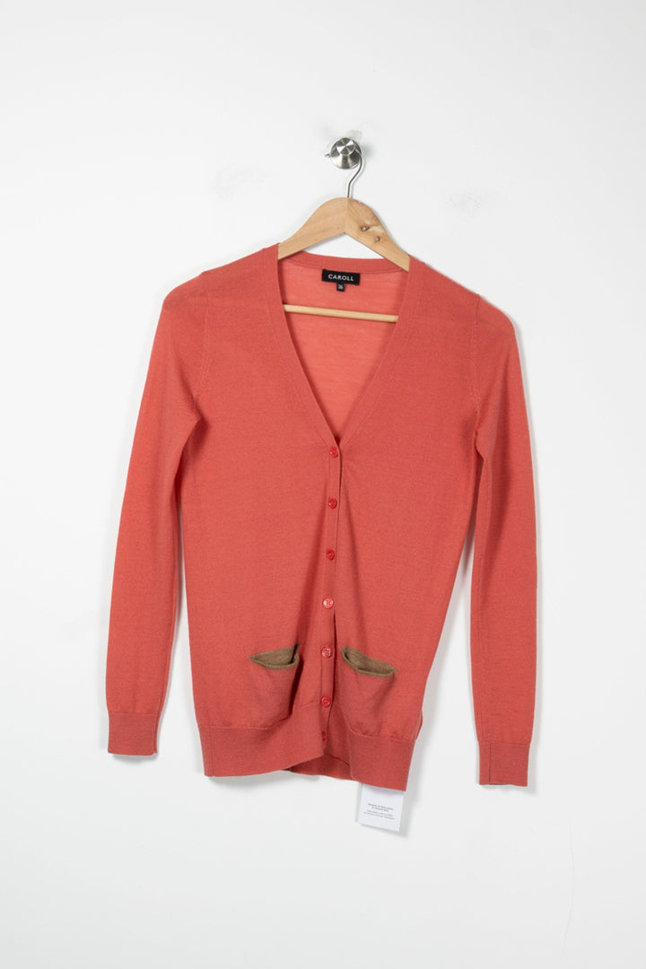 Cardigan Rose et Marron - Taille S/36 de la marque Caroll | PARAD89059 - Vendu par Paradigme - Image 2