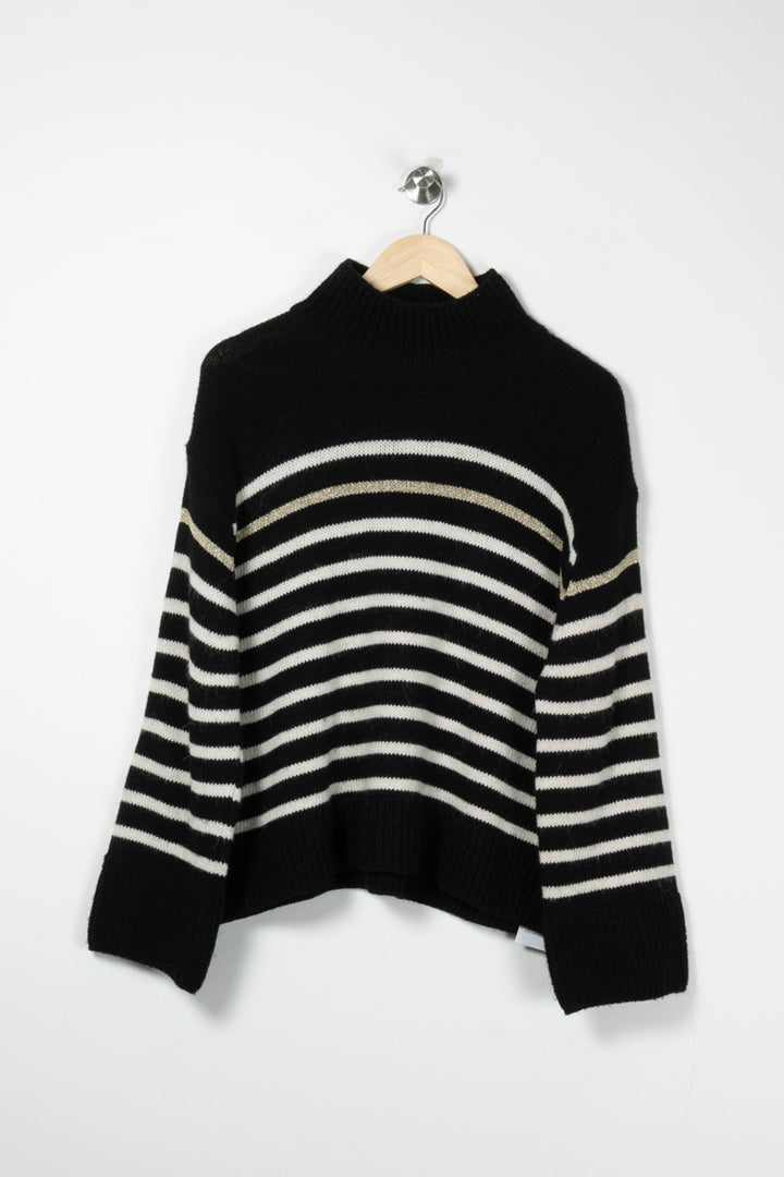 Pull Noir et Blanc - Taille M/38 de la marque La Fée Maraboutée | PARAD89113 - Vendu par Paradigme - Image 2