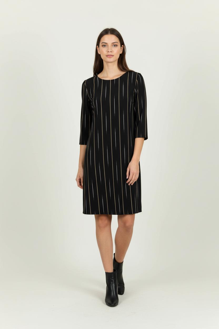 Robe Droite Noire et Beige - Taille S/36 de la marque La Fée Maraboutée | PARAD89125 - Vendu par Paradigme - Image 1