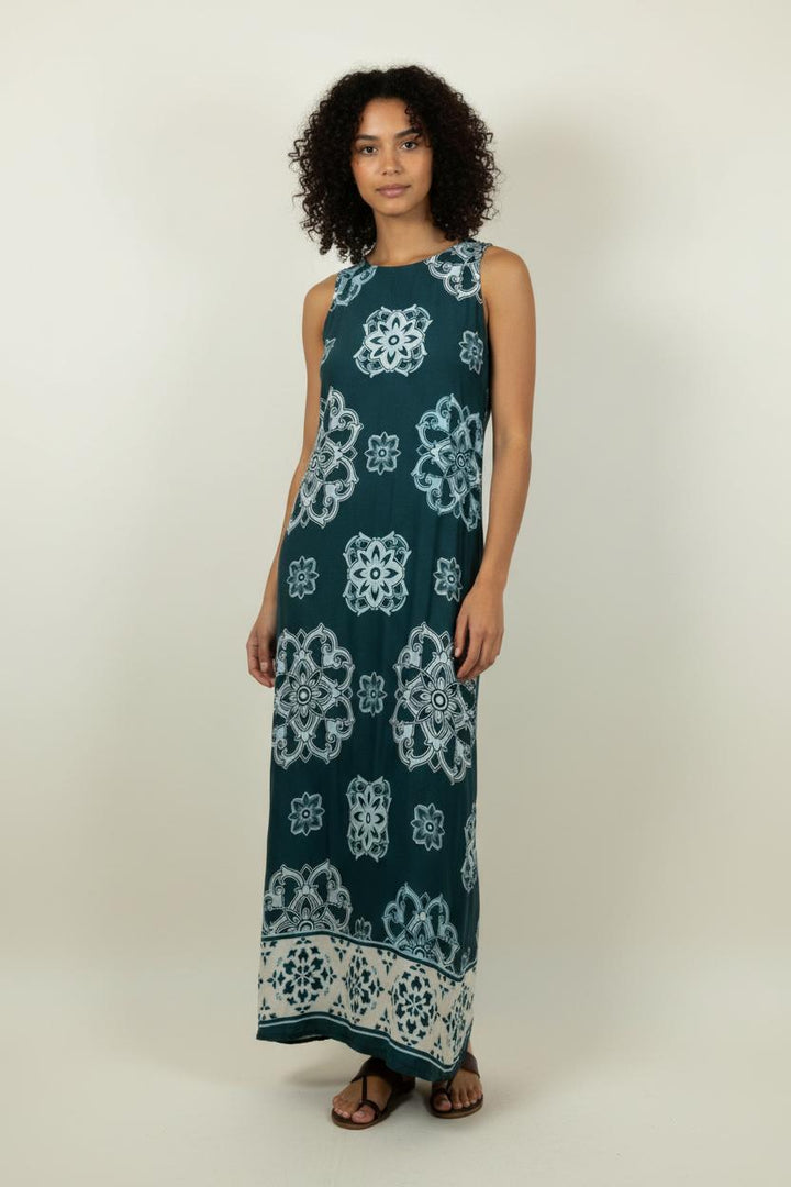 Robe Longue Verte et Blanche - Taille S/36 de la marque La Fée Maraboutée | PARAD89215 - Vendu par Paradigme - Image 1