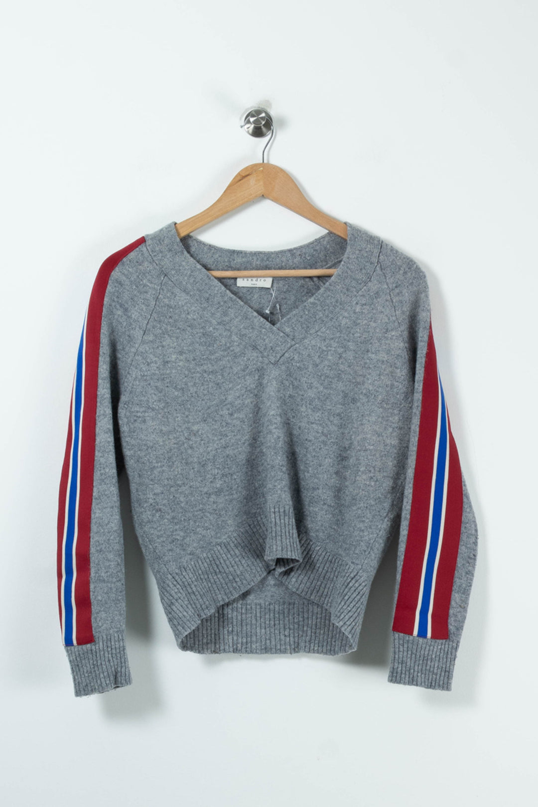 Pull Gris et Rouge - Taille S/36 de la marque Sandro | PARAD89223 - Vendu par Paradigme - Image 2