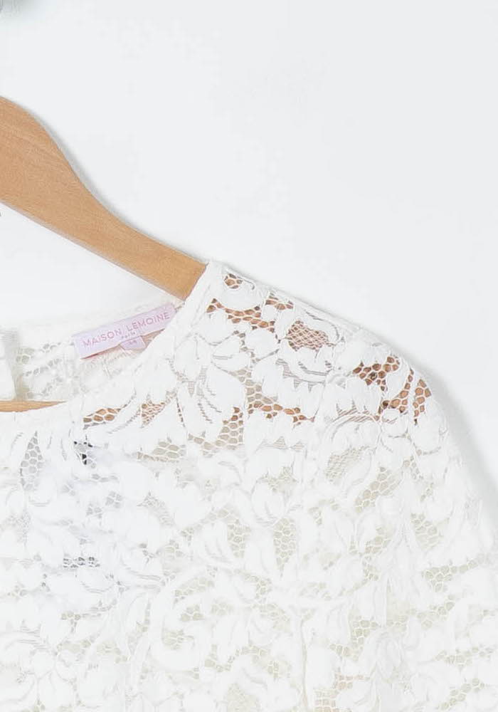 Haut en Dentelle Blanc - Taille XS/34 de la marque Maison Lemoine | PARAD89242 - Vendu par Paradigme - Image 3