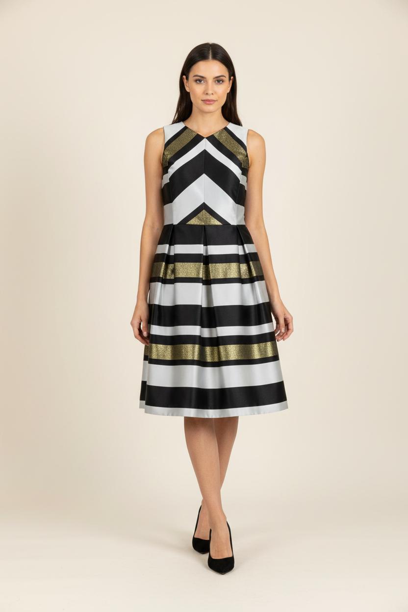 Robe Midi Grise Noire et Dorée - Taille S/36 de la marque Derhy | PARAD89245 - Vendu par Paradigme - Image 1