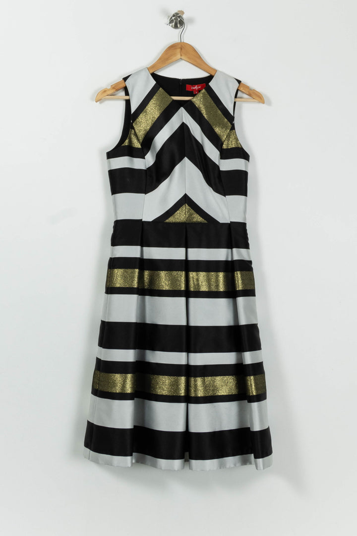 Robe Midi Grise Noire et Dorée - Taille S/36 de la marque Derhy | PARAD89245 - Vendu par Paradigme - Image 2