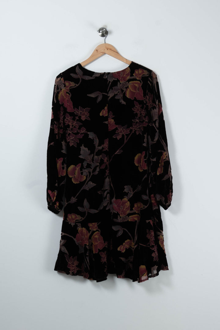 Robe Fleurie Noire et Bordeaux - Taille M/38 de la marque Derhy | PARAD89247 - Vendu par Paradigme - Image 4