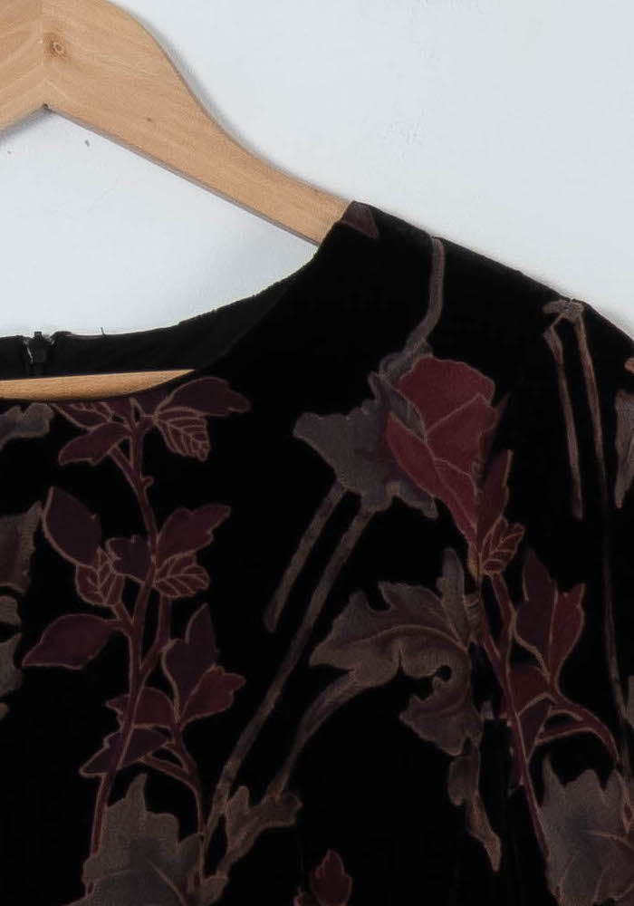 Robe Fleurie Noire et Bordeaux - Taille M/38 de la marque Derhy | PARAD89247 - Vendu par Paradigme - Image 3