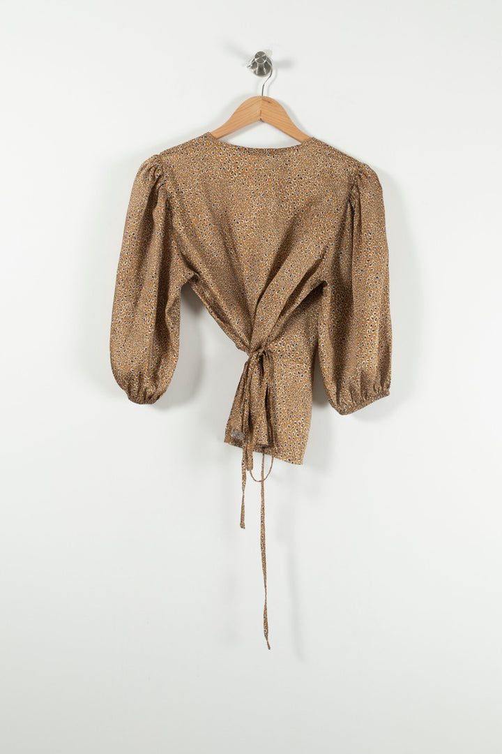 Blouse Portefeuille Beige - Taille M/38 de la marque La Fée Maraboutée | PARAD89258 - Vendu par Paradigme - Image 4